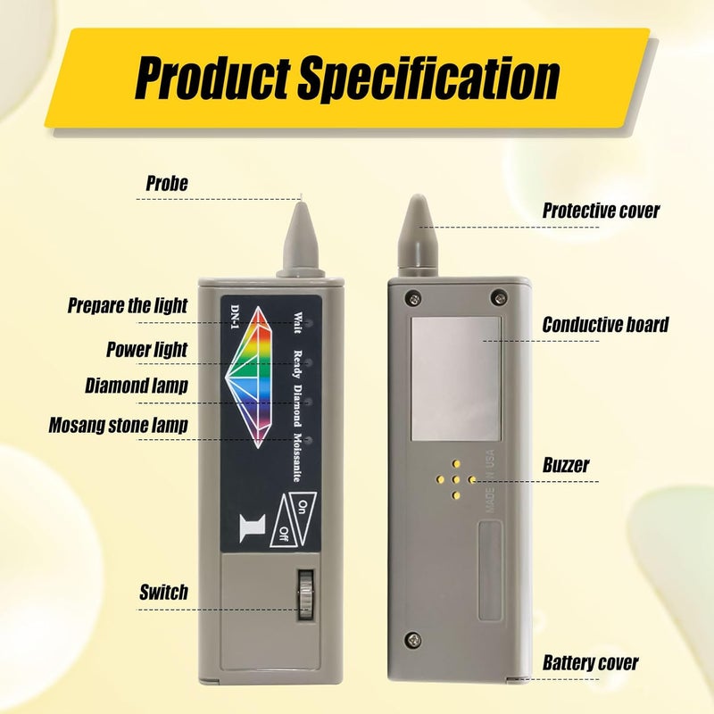 dcvbny 2-in-1 Diamond & Moissanite Tester Pen, Professional Real Diamonds Detector Moissanite Tester Pen,High Accuracy Diamond Tester Pen Jeweler Tool Gem Tester for Diamond Moissanite - Image 2